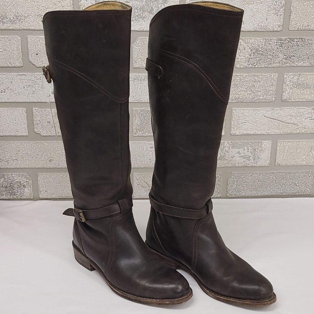 Frye Dorado Buckle Leather Riding Boots Size 6
